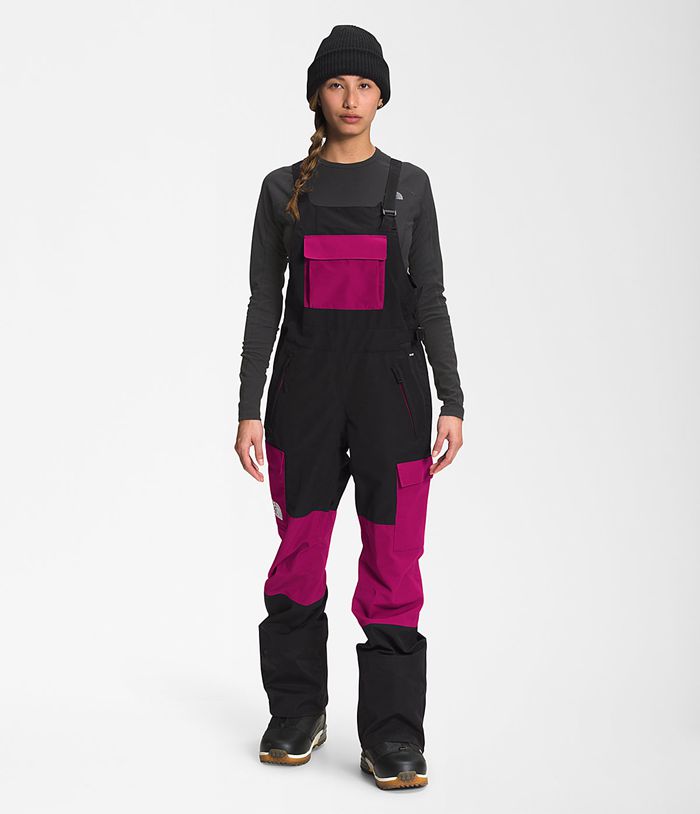 The North Face Dragline Bib Womens Snow Pants Pink/Black 764032-HTO